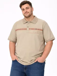 Polo Manga Curta Plus Size Masculina BEGE GG1