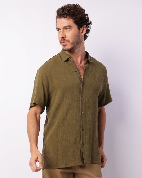 Camisa Masculina Manga Curta Texturizada Verde 3