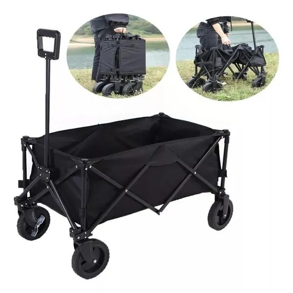 Carrinho de Mão Dobrável 7487 para Camping e Praia com Capacidade de 100KG, Portátil, Robusto, Preto Bazar de Praia Carrinho de Mão Dobrável 7487 Capacidade 100KG, Estrutura Robusta, Portátil, Preto Multicoisa