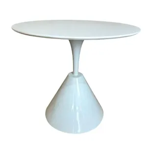 Mesa De Jantar Cone Redonda Masp 100 Cm Tampo Laca Branca Base Branca Cor Branco