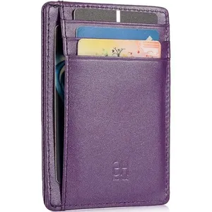 Porta-Cartão Gold House Fino Bloqueio RFID Couro Roxo A-MBI