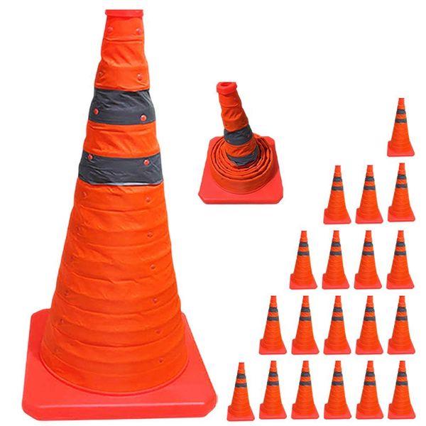 Kit 19 Cones Sinalizadores Retráteis SU-CONE2-1 Dobráveis com Faixas Refletivas 40cm Laranja Leva Pra Malhar Kit 19 Cones Retráteis SU-CONE2-1 Refletivos 40cm Laranja Leva Pra Malhar