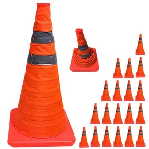 Kit 19 Cones Sinalizadores Retráteis SU-CONE2-1 Dobráveis com Faixas Refletivas 40cm Laranja Leva Pra Malhar Kit 19 Cones Retráteis SU-CONE2-1 Refletivos 40cm Laranja Leva Pra Malhar