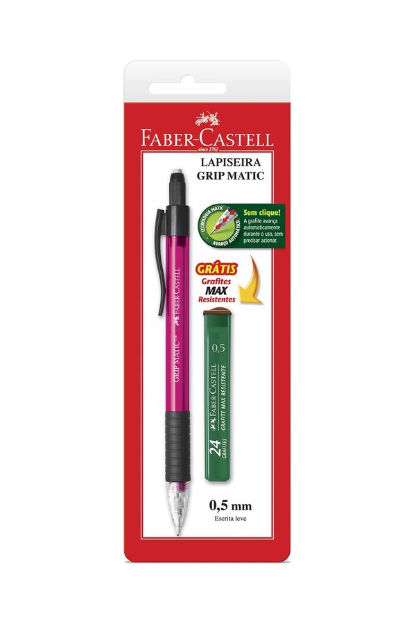 Lapiseira Faber-Castell Grip Matic 0.5mm Metal Rosa com Mina Refil 0.5mm Rosa pink
