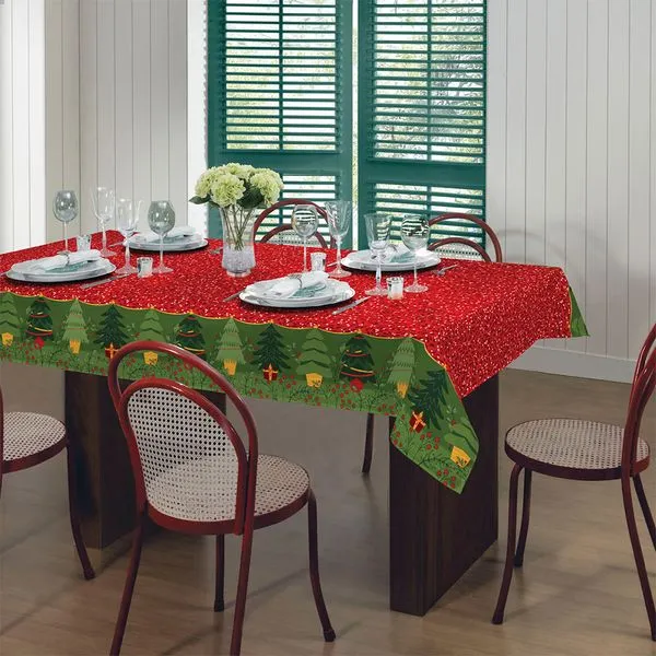 Toalha de Mesa Natal Pop Algodão Retangular Estampado 140x250cm 03690301 - Lepper