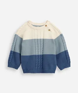 suéter de tricot infantil texturizado e listrado azul 3-6