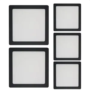 Kit 5 Painéis de LED Quadrado Sobrepor 18W 6500K Branco Frio Bivolt Preto Blumenau Iluminação Kit 5 Painéis de LED Quadrado Sobrepor 18W 6500K Bivolt Preto Blumenau Iluminação