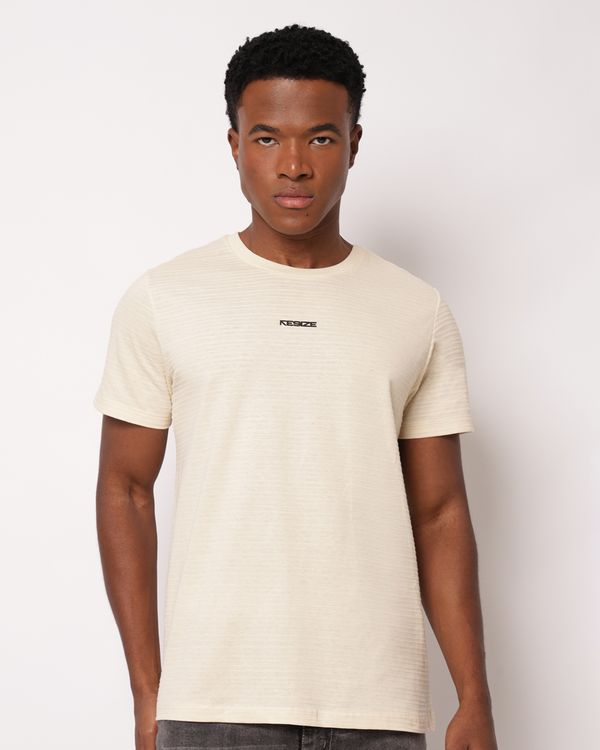 Camiseta Masculina Texturizada com Estampa Bege GG