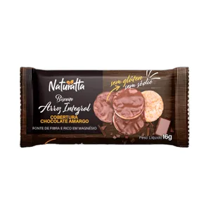 Biscoito de Arroz Naturatta Zero Açucar Cobertura Chocolate Amargo 16g