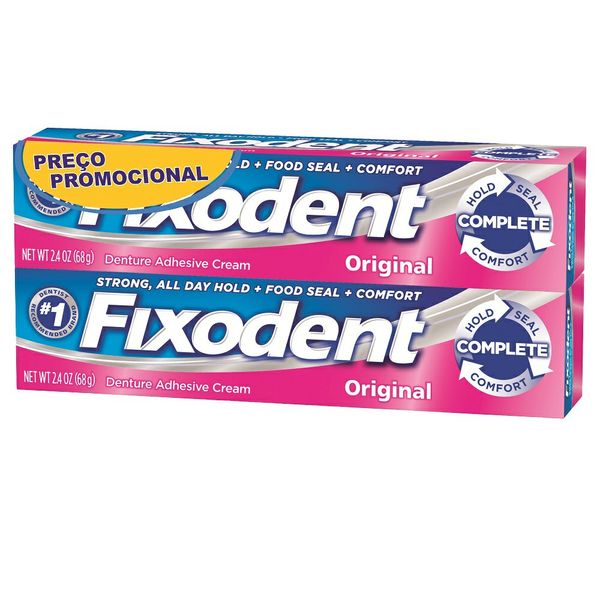 Adesivo dental Fixodent Original 68g 2 unidades com 50% de desconto no segundo