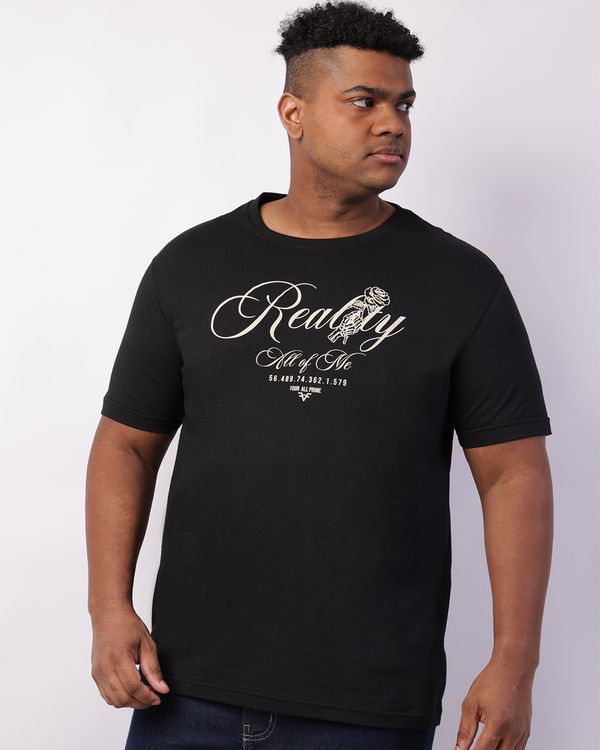 Camiseta Plus Size Masculina Com Estampa Preta G3