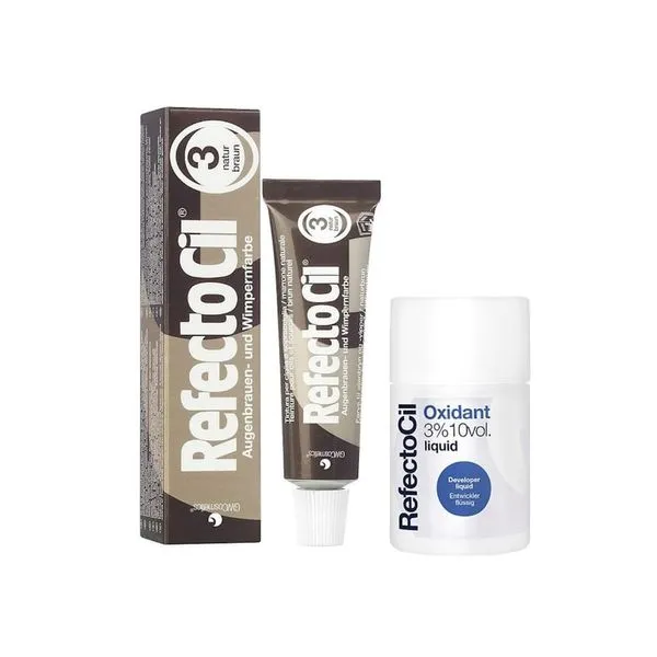 Kit Tintura N°3 Castanho Natural e Oxidante 100ml Sobrancelhas Refectocil