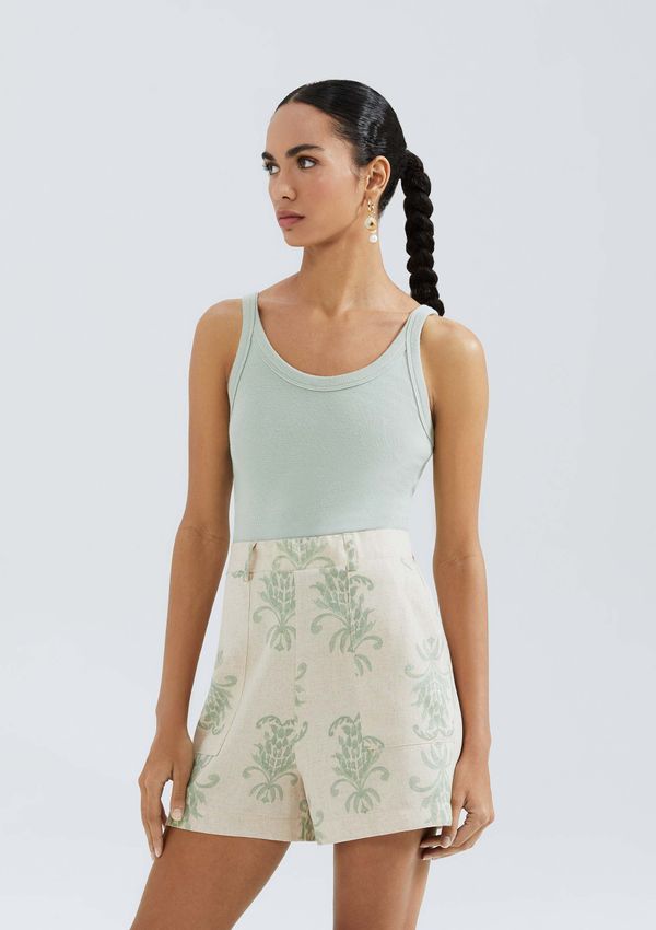 Regata Básica Feminina Slim Rib - Verde EXG