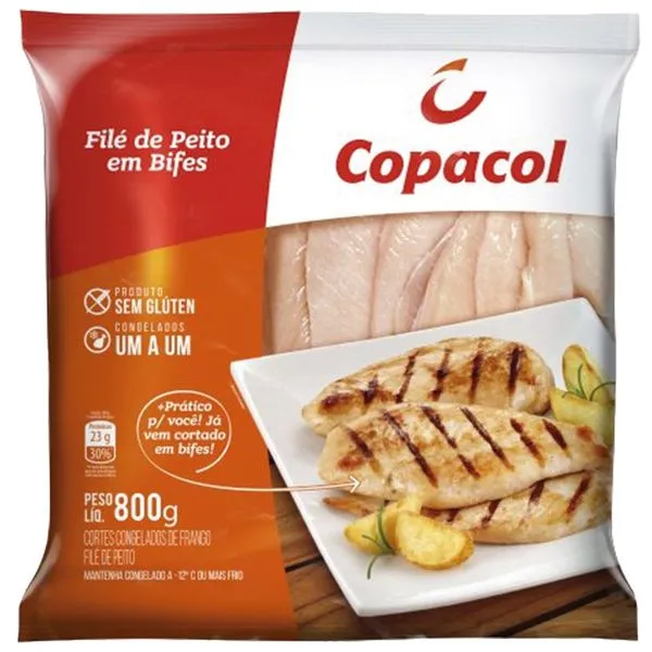 Filé de Peito Copacol Frango em Bifes Congelado IQF 800g