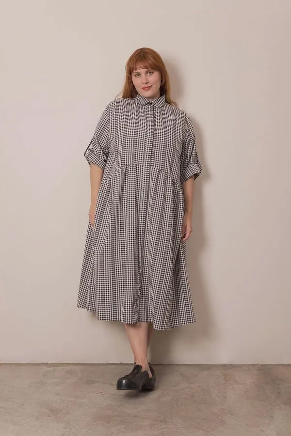 Chemise Vichy Plus Size Preto-EXG