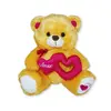 Urso de Pelúcia Caramelo com Corações Amor 32cm Pelúcia Fofa Dia dos Namorados
