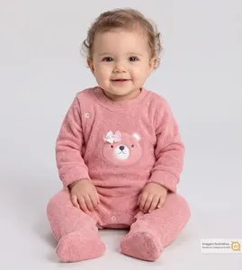 Macacão Plush Ursinha Rosa Rosa - P