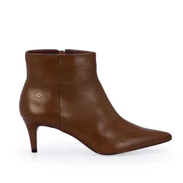 Bota Cano Curto Salto Médio Couro Marrom 39