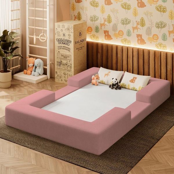 Cama Montessoriana Berço Infantil 100% Espuma Balaqui Decor Rosa