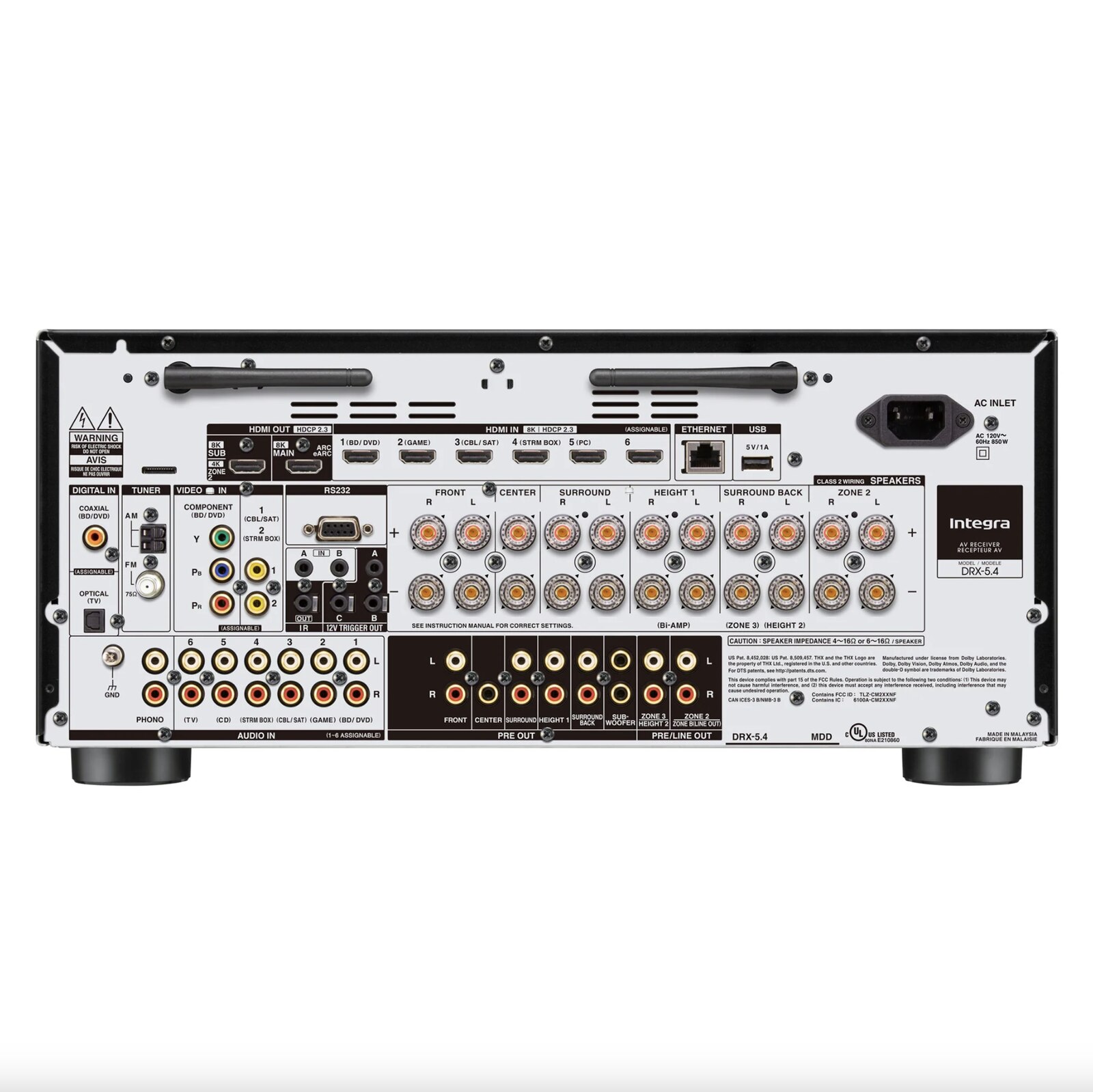 Receiver Integra DRX-5.4 Dolby Atmos e DTS:X de 5.1.4 canais 120v