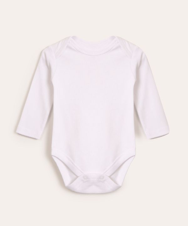 body infantil básico manga longa off white 9-12