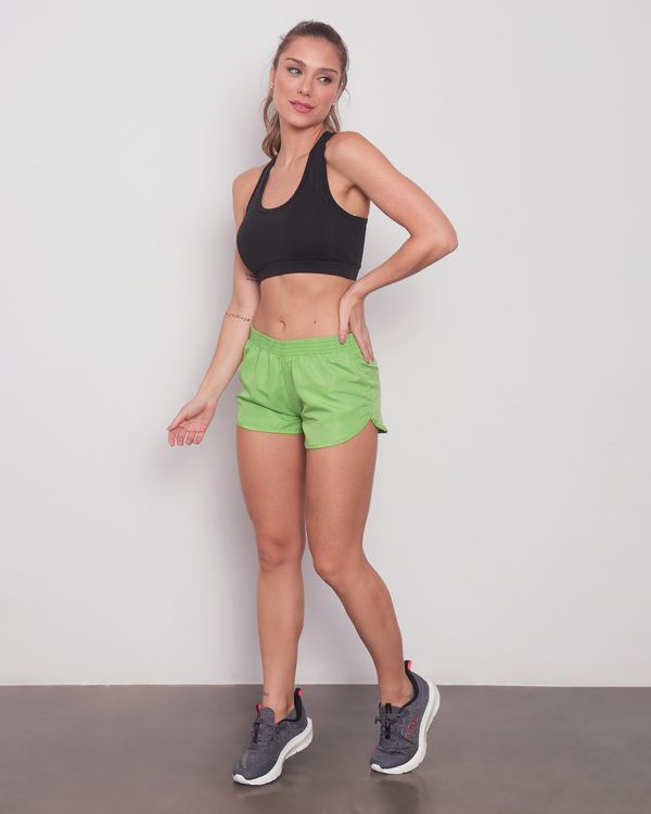 Short Feminino Fitness Boxer Com Bolso Verde G