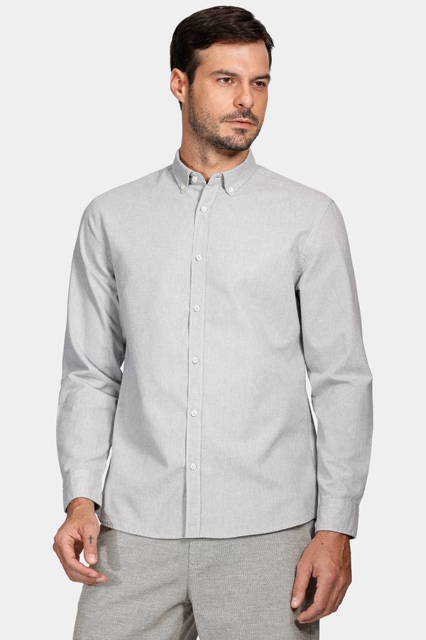 Camisa Manga Longa Slim Oxford Planalto Cinza - XGG