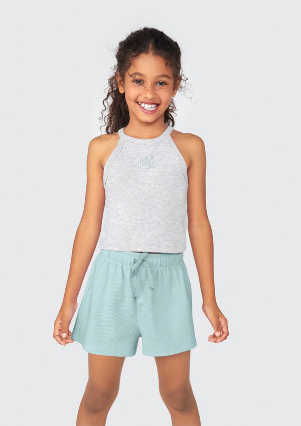 Conjunto Infantil Menina Curto Com Bordado - Cinza 010