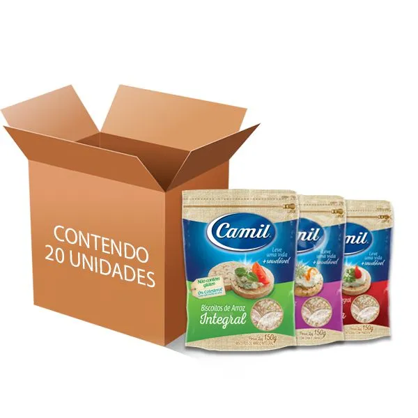 Biscoito De Arroz Integral Camil Sortido contendo 20 unidades de 150g