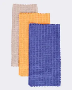 Kit 3 Panos Microfibra 30cmx30cm Azul Bege Laranja UN