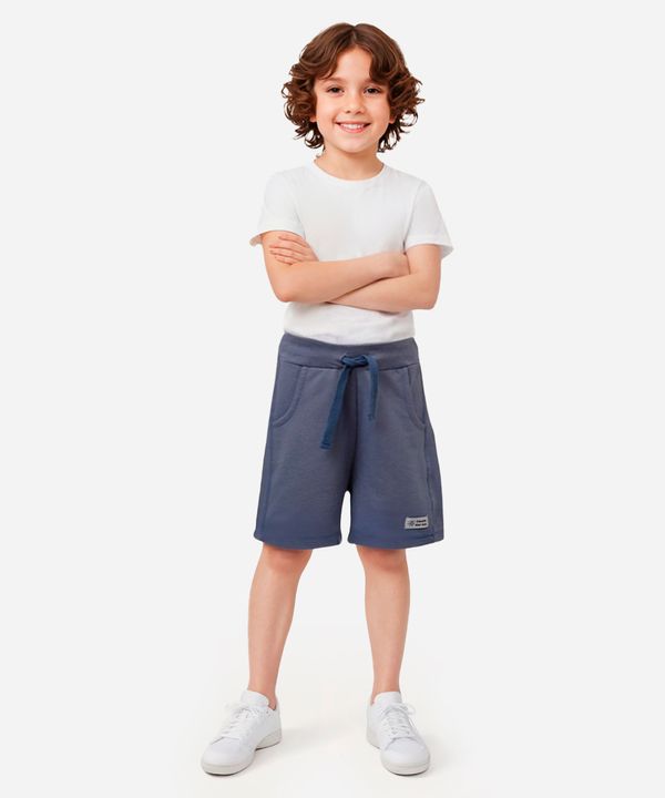 short de moletom infantil cós com elástico azul 3