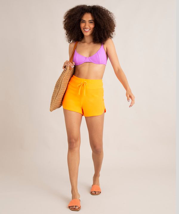 short running de moletinho laranja neon P