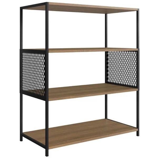Estante Média 3 Prateleiras 77x38x94cm MDP Estilo Industrial P1024 Mel Placa e Ponto