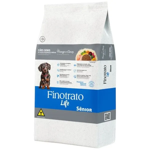 Ração Cães Sênior Finotrato Life Raças Pequenas E Médias Frango E Arroz 3kg (MP)