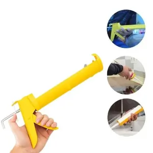 Aplicador de Silicone Profissional Gatilho de Aço Reforçado com Retrocesso Automático Amarelo Yeet Aplicador de Silicone Gatilho de Aço Reforçado Retrocesso Automático Amarelo Yeet