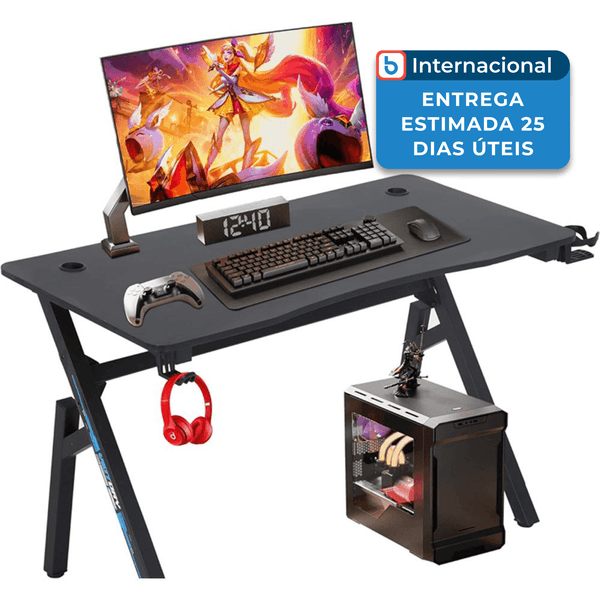 Mesa De Escritório Extra Grande De Fibra De Carbono Com Suporte Bestoffice Azul A-MBI