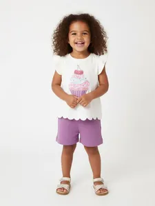 Conjunto Curto Ponto Roma Infantil Para Menina- LILAS 4
