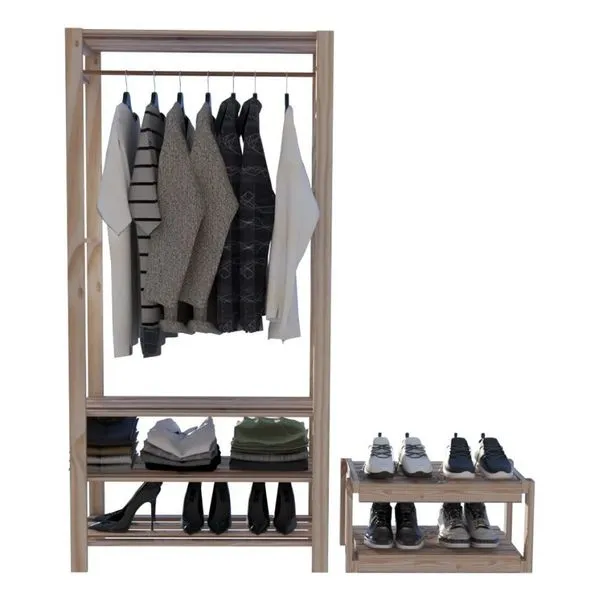 Kit Aparador Multifuncional Expositor Exclusivo Pinus 60x50 E Arara Nova Reforçada De Qualidade