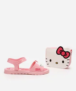 sandália infantil hello kitty grendene com brinde rosa 31