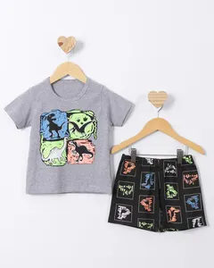 Pijama Bebê Curto Estampa Dinossauro Cinza UN