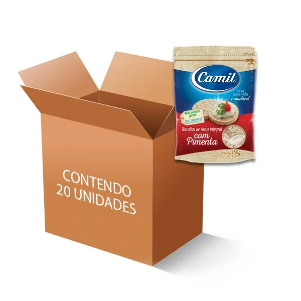 Biscoito De Arroz Integral com Pimenta Camil contendo 20 unidades de 150g