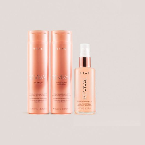 Braé Revival Shampoo + Condicionador 250ml+Shine Oil 60ml