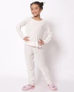 Pijama Infantil Longo Ribana Frufru Floral Off White 6