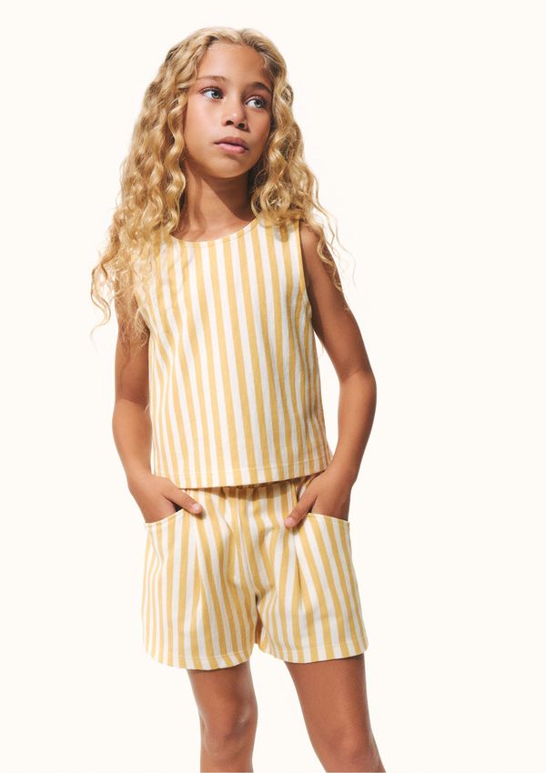 Conjunto Infantil Menina Fio Tinto Texturizado - Amarelo 010
