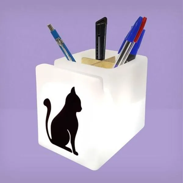 Organizador de Mesa Black Cat Tpc para Organização Divertida com LED Suave Iluminado Preto Organizador de Mesa Black Cat Tpc com LED Suave para Organização Divertida Preto