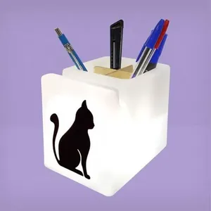 Organizador de Mesa Black Cat Tpc para Organização Divertida com LED Suave Iluminado Preto Organizador de Mesa Black Cat Tpc com LED Suave para Organização Divertida Preto