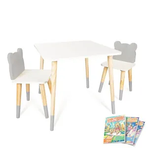 Kit Mesa e 2 Cadeiras Infantil Urso G Cinza