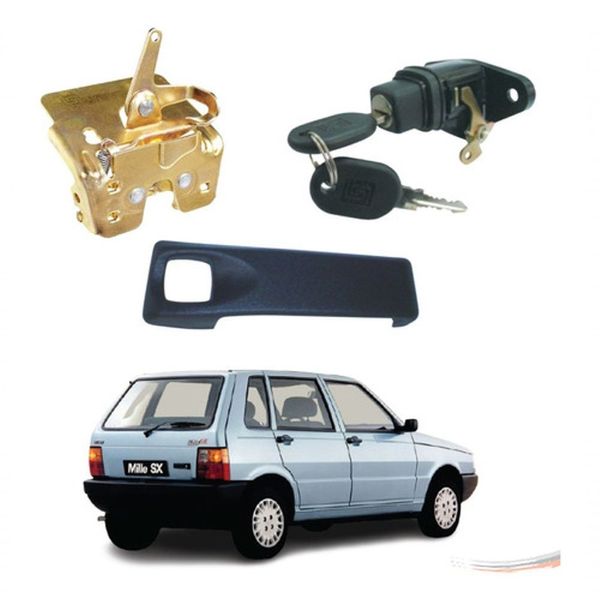 Kit Maçaneta Fechadura Botão C/ Chave Porta Mala Uno 96 A 03 - Un / 3 [f103]