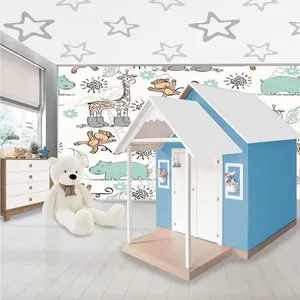Casinha de Brinquedo Infantil em MDF L12 com Telhado Branco-azul Estrutura 100% MDF Criança Feliz Casinha de Brinquedo MDF L12 com Telhado Branco-azul Estrutura Resistente Criança Feliz