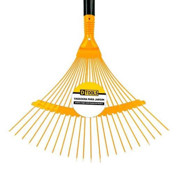 Vassoura Aço Regulável 22 Dentes Para Jardim - Altura 2,5cm Largura 27,5cm Comprimento 37,5cm